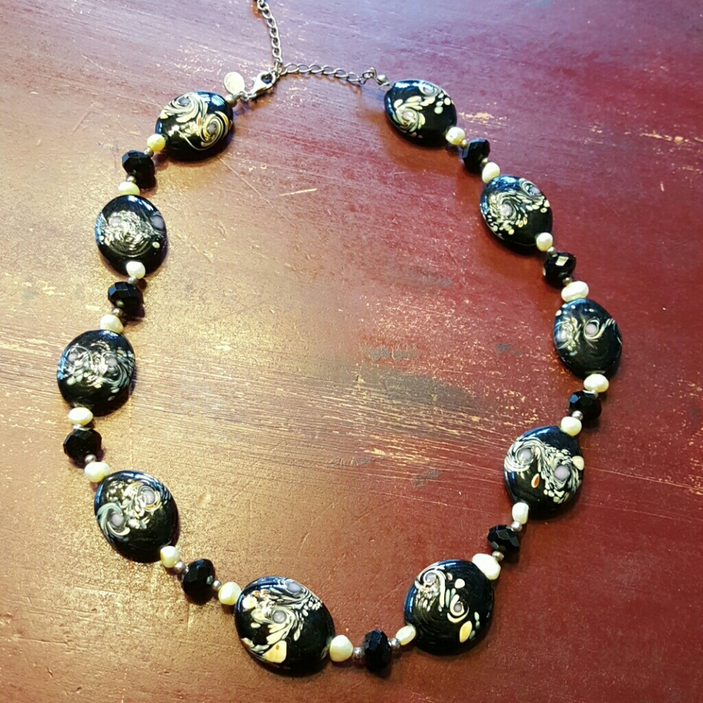 Sterling silver Donna Dressler bead necklace